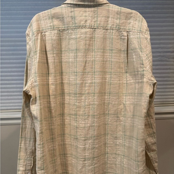 Vince Beige and Green Plaid Men's Shirt - Picture 3 of 3